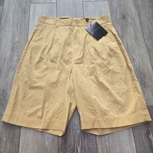 Nwt Henry Jacobson men's shorts straw color pleated 32" waist 9.5" length